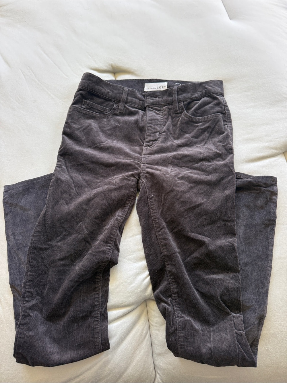 LOFT Straight Leg Corduroy Jeans in Charcoal